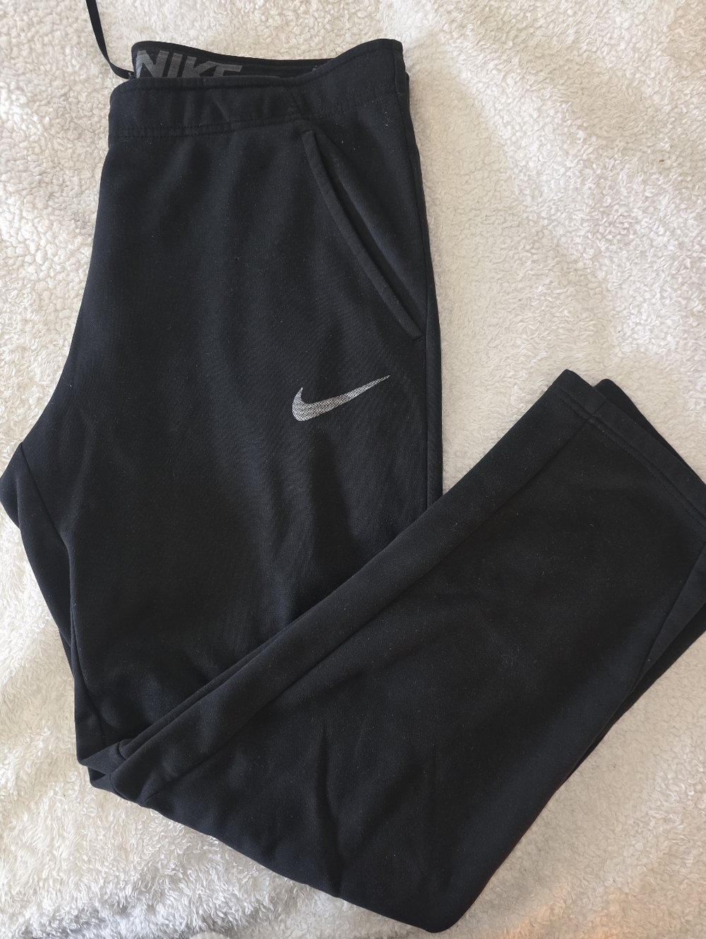 Nike Black Men Sweatpants with Gray Swoosh,size M